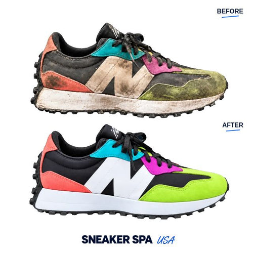 Colorful mixed materials before and after — Sneaker Spa USA