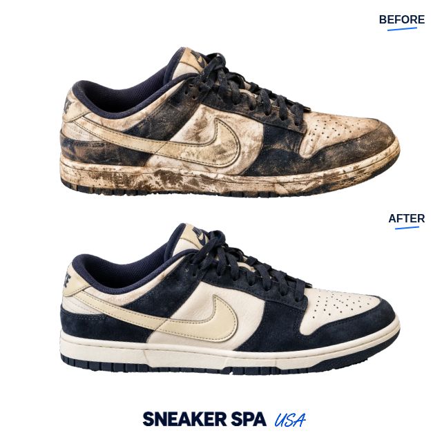 Suede and mixed materials before and after — Sneaker Spa USA