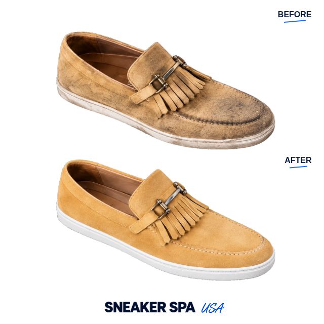 Suede loafers before and after — Sneaker Spa USA